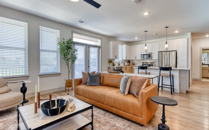 Beautiful living room and open kitchen layout