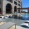 Lounging chairs by pool